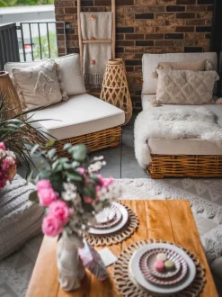 Conjunto De Jardim Modular 4 Lugares Em Rattan Cor Natural A Direita Varallo