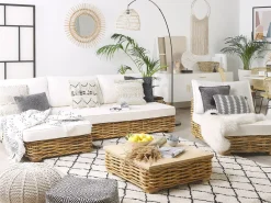 Conjunto De Jardim Modular 4 Lugares Em Rattan Cor Natural A Direita Varallo