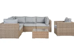 Conjunto De Jardim Modular 6 Pessoas Em Rattan Castanho Claro A Direita Contare