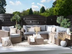 Conjunto De Jardim Modular 6 Pessoas Em Rattan Castanho Claro A Direita Contare