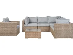 Conjunto De Jardim Modular 6 Pessoas Em Rattan Castanho Claro A Direita Contare