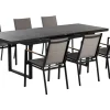 Conjunto De Refeicao De Jardim 6 Lugares Em Aluminio Preto E Almofadas Cinzentas Valcanetto/Busseto