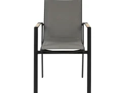 Conjunto De Refeicao De Jardim 6 Lugares Em Aluminio Preto E Almofadas Cinzentas Valcanetto/Busseto