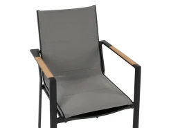 Conjunto De Refeicao De Jardim 6 Lugares Em Aluminio Preto E Almofadas Cinzentas Valcanetto/Busseto