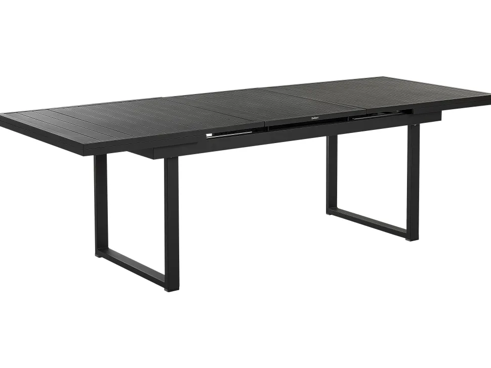 Conjunto De Refeicao De Jardim 6 Lugares Em Aluminio Preto E Almofadas Cinzentas Valcanetto/Busseto