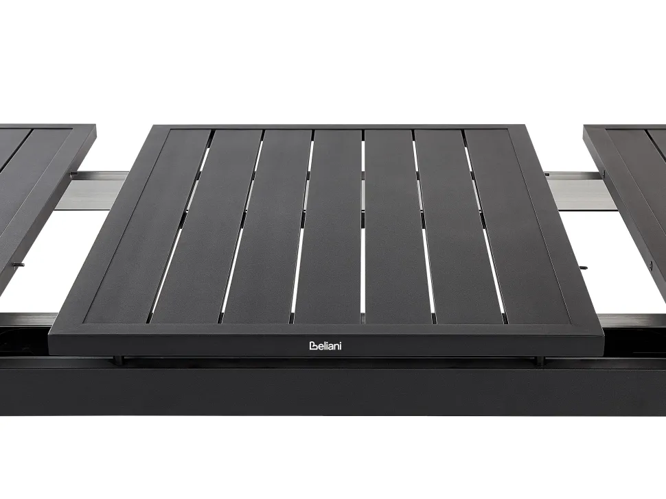 Conjunto De Refeicao De Jardim 6 Lugares Em Aluminio Preto E Almofadas Cinzentas Valcanetto/Busseto