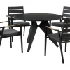 Conjunto De Refeicao De Jardim 4 Lugares Em Aluminio Preto E Almofadas Cinzentas Olmetto/Taviano