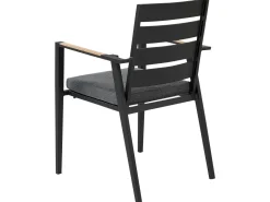 Conjunto De Refeicao De Jardim 4 Lugares Em Aluminio Preto E Almofadas Cinzentas Olmetto/Taviano