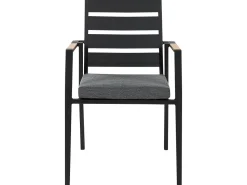 Conjunto De Refeicao De Jardim 6 Lugares Em Aluminio Preto E Almofadas Cinzentas Valcanetto/Taviano