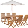 Conjunto De Refeicao De Jardim 6 Lugares Em Madeira De Acacia E Guarda-Sol Maui