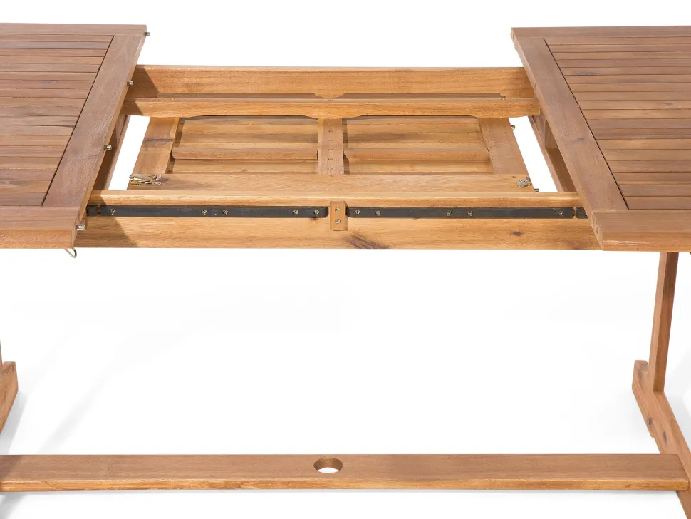 Conjunto De Refeicao De Jardim 6 Lugares Em Madeira De Acacia E Guarda-Sol Maui