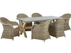 Conjunto De Refeicao De Jardim Para 6 Em Rattan Natural Susua/Olbia