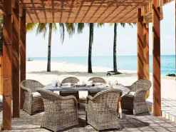 Conjunto De Refeicao De Jardim Para 6 Em Rattan Natural Susua/Olbia