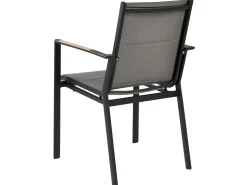 Conjunto De Refeicao De Jardim 4 Lugares Em Aluminio Preto E Almofadas Cinzentas Olmetto/Busseto