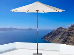 Conjunto De Refeicao De Jardim 6 Lugares Em Madeira Acacia E Guarda-Sol Toscana