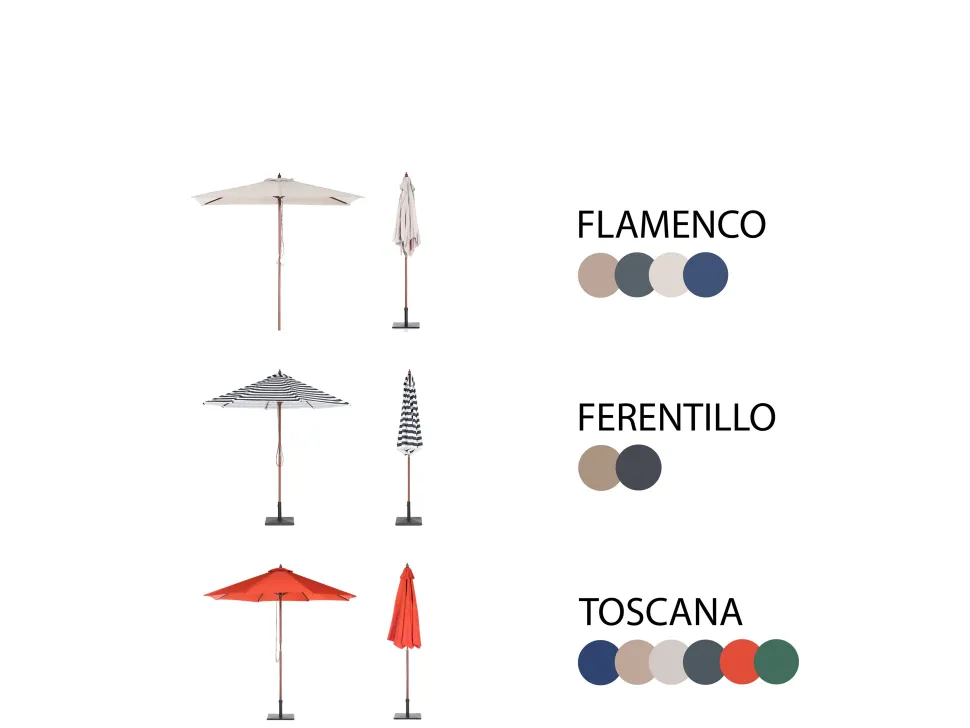 Conjunto De Refeicao De Jardim 6 Lugares Em Madeira Acacia E Guarda-Sol Toscana