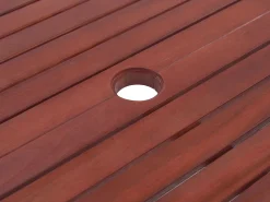 Conjunto De Refeicao De Jardim 6 Lugares Em Madeira Acacia E Guarda-Sol Toscana