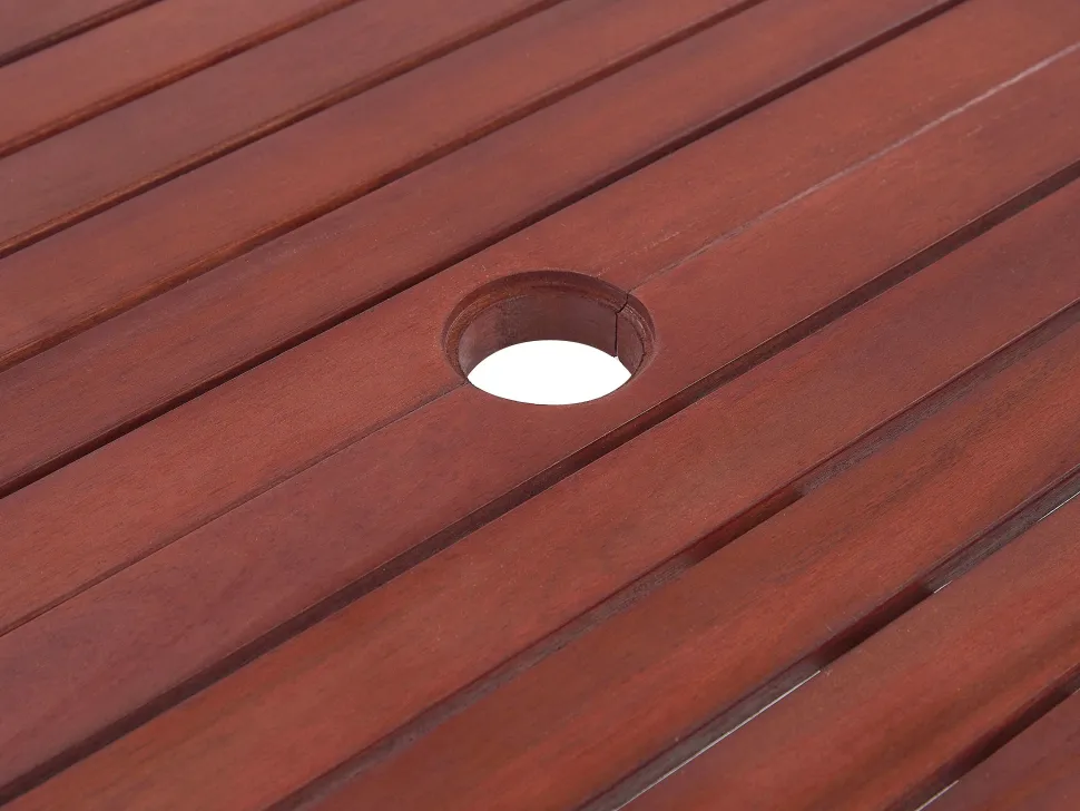 Conjunto De Refeicao De Jardim 6 Lugares Em Madeira Acacia E Guarda-Sol Toscana