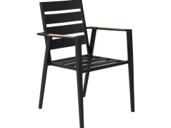 Conjunto De Refeicao De Jardim 8 Lugares Em Aluminio Preto E Almofadas Cinzentas Valcanetto/Taviano