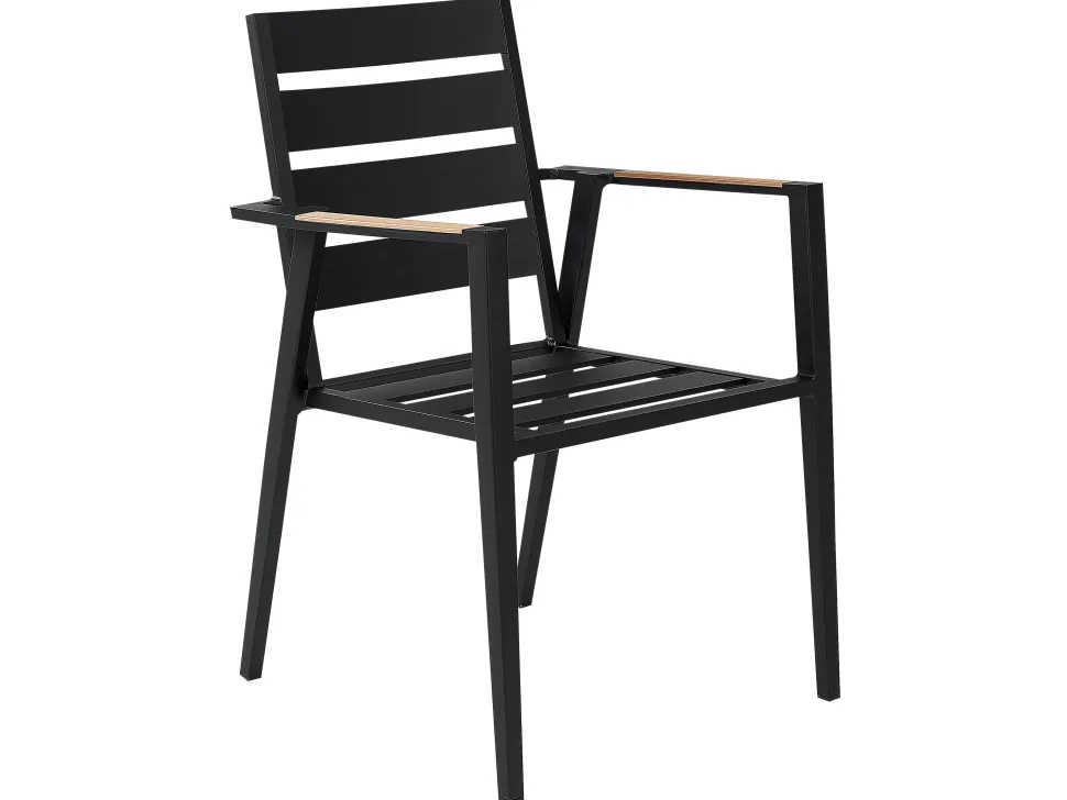 Conjunto De Refeicao De Jardim 8 Lugares Em Aluminio Preto E Almofadas Cinzentas Valcanetto/Taviano