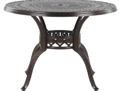 Conjunto De Refeicao De Jardim 4 Lugares Em Metal Castanho E Guarda-Sol Salento