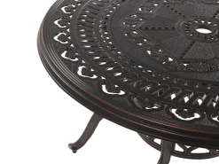 Conjunto De Refeicao De Jardim 4 Lugares Em Metal Castanho E Guarda-Sol Salento