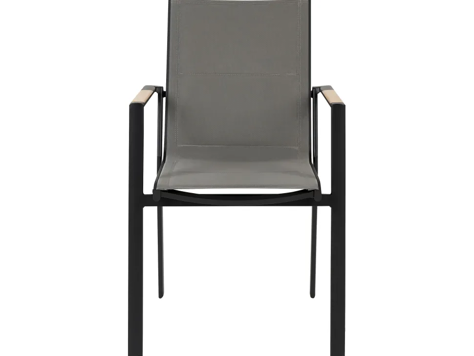 Conjunto De Refeicao De Jardim 8 Lugares Em Aluminio Preto E Almofadas Cinzentas Valcanetto/Busseto