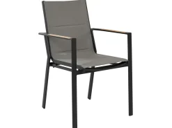 Conjunto De Refeicao De Jardim 8 Lugares Em Aluminio Preto E Almofadas Cinzentas Valcanetto/Busseto