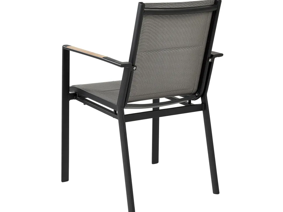 Conjunto De Refeicao De Jardim 8 Lugares Em Aluminio Preto E Almofadas Cinzentas Valcanetto/Busseto