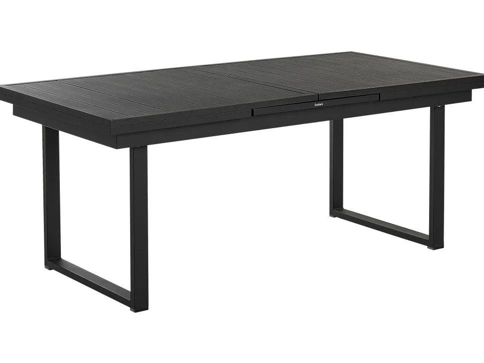 Conjunto De Refeicao De Jardim 8 Lugares Em Aluminio Preto E Almofadas Cinzentas Valcanetto/Busseto