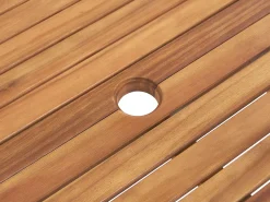 Conjunto De Refeicao De Jardim 6 Lugares Em Madeira De Acacia E Guarda-Sol Java