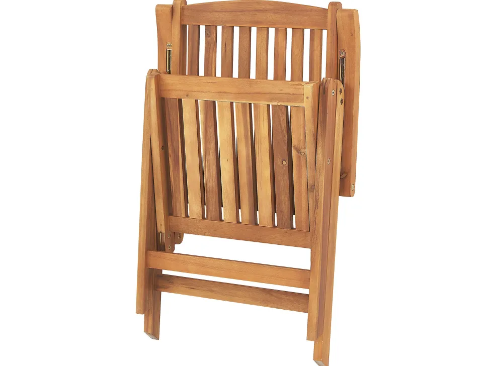 Conjunto De Refeicao De Jardim 6 Lugares Em Madeira De Acacia E Guarda-Sol Java