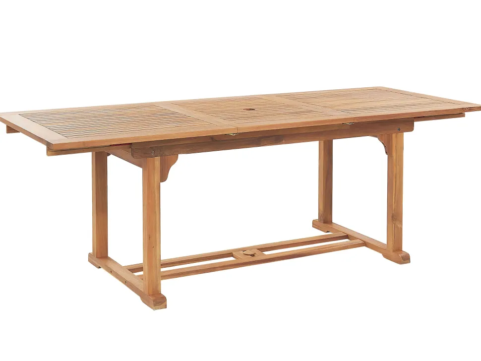 Conjunto De Refeicao De Jardim 6 Lugares Em Madeira De Acacia E Guarda-Sol Java