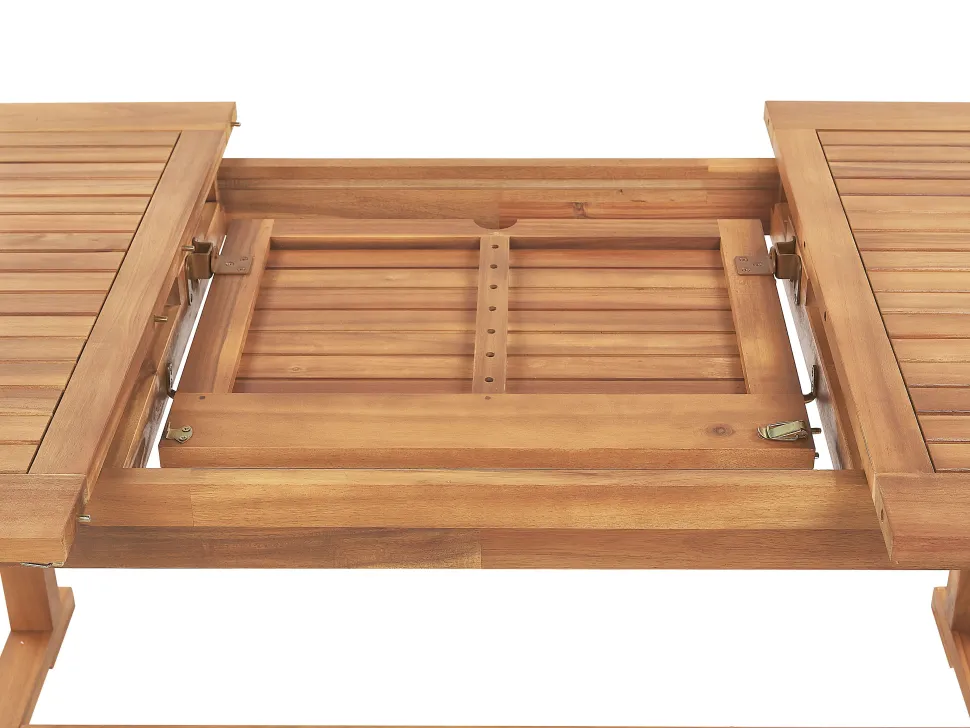 Conjunto De Refeicao De Jardim 6 Lugares Em Madeira De Acacia E Guarda-Sol Java