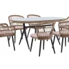Conjunto De Refeicao De Jardim Com 6 Lugares Em Rattan Rosa Pastel Aliano Ii