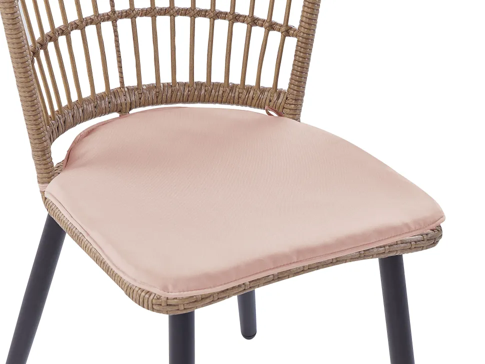 Conjunto De Refeicao De Jardim Com 6 Lugares Em Rattan Rosa Pastel Aliano Ii