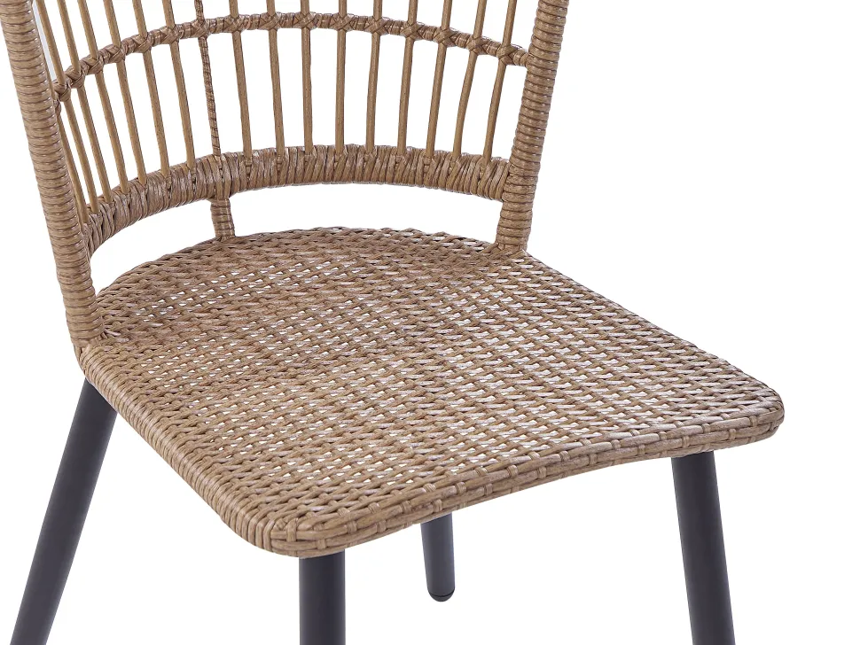 Conjunto De Refeicao De Jardim Com 6 Lugares Em Rattan Rosa Pastel Aliano Ii