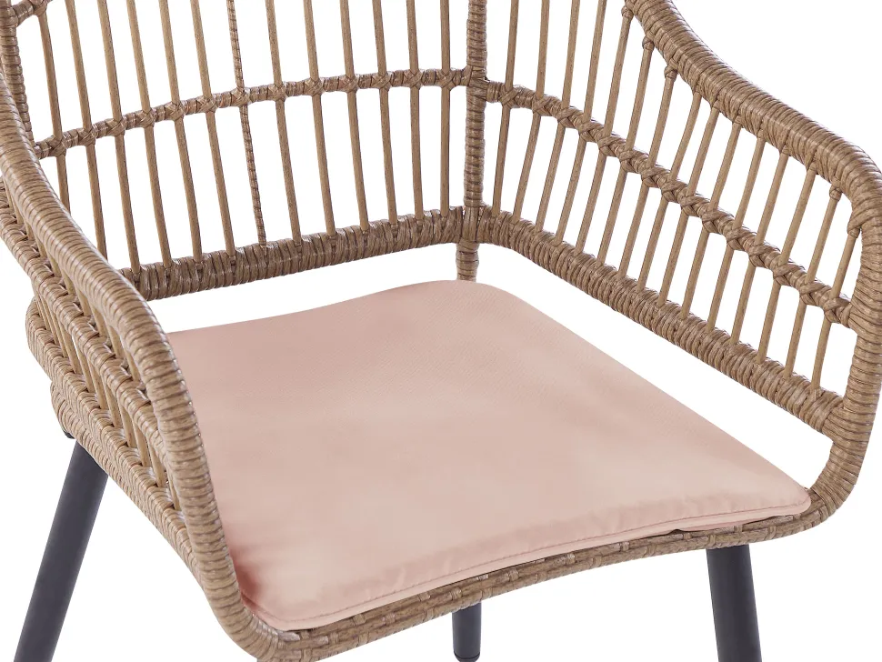 Conjunto De Refeicao De Jardim Com 6 Lugares Em Rattan Rosa Pastel Aliano Ii
