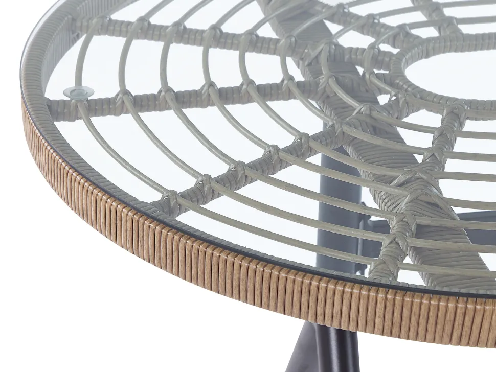 Conjunto De Refeicao De Jardim Com 6 Lugares Em Rattan Rosa Pastel Aliano Ii