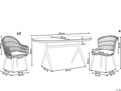 Conjunto De Refeicao De Jardim Com 6 Lugares Em Rattan Rosa Pastel Aliano Ii
