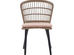 Conjunto De Refeicao De Jardim Com 6 Lugares Em Rattan Rosa Pastel Aliano Ii