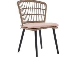 Conjunto De Refeicao De Jardim Com 6 Lugares Em Rattan Rosa Pastel Aliano Ii