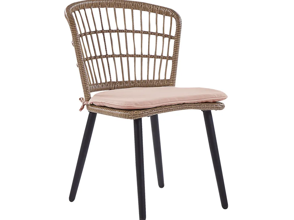 Conjunto De Refeicao De Jardim Com 6 Lugares Em Rattan Rosa Pastel Aliano Ii