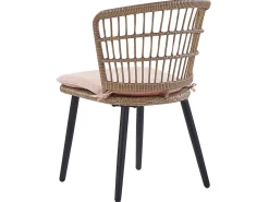 Conjunto De Refeicao De Jardim Com 6 Lugares Em Rattan Rosa Pastel Aliano Ii