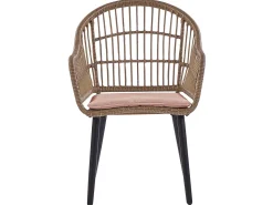 Conjunto De Refeicao De Jardim Com 6 Lugares Em Rattan Rosa Pastel Aliano Ii