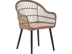 Conjunto De Refeicao De Jardim Com 6 Lugares Em Rattan Rosa Pastel Aliano Ii