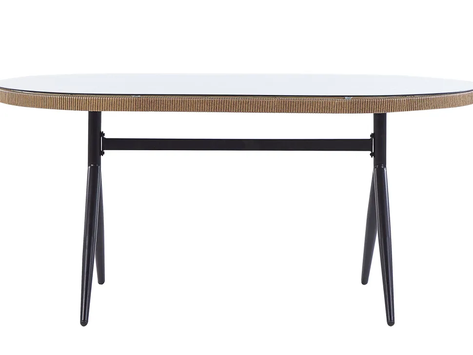 Conjunto De Refeicao De Jardim Com 6 Lugares Em Rattan Rosa Pastel Aliano Ii