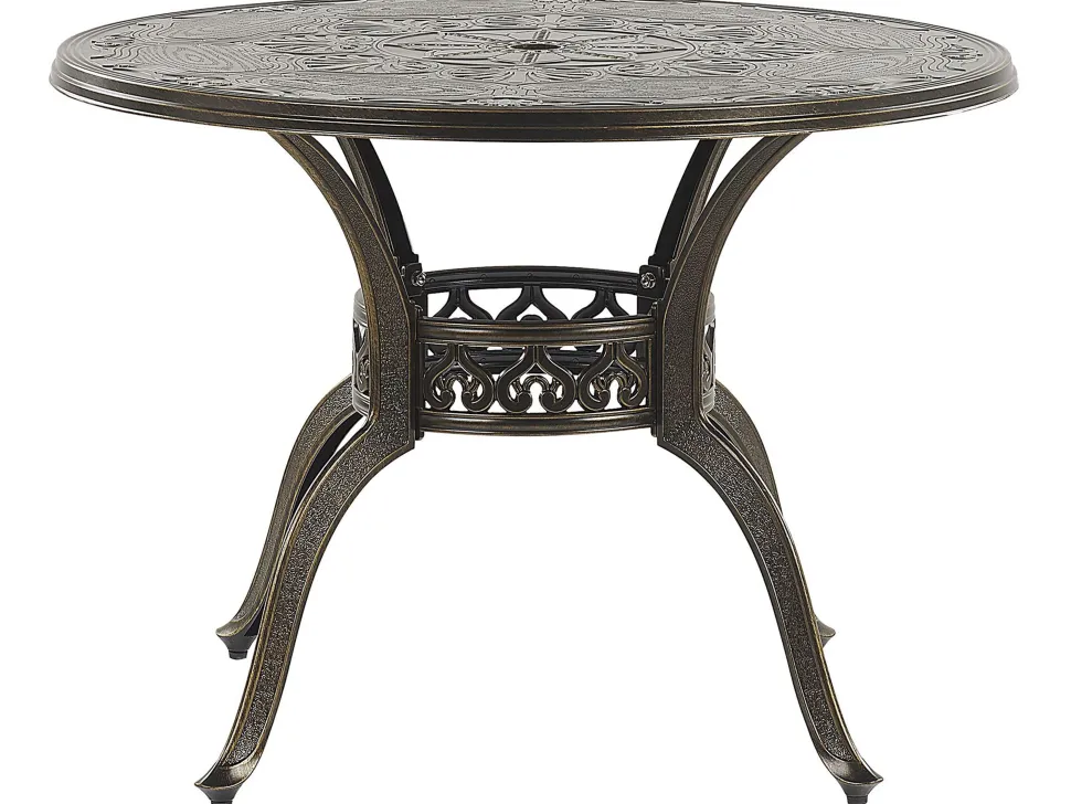 Conjunto De Refeicao De Jardim 4 Lugares Em Metal Castanho E Guarda-Sol Sapri