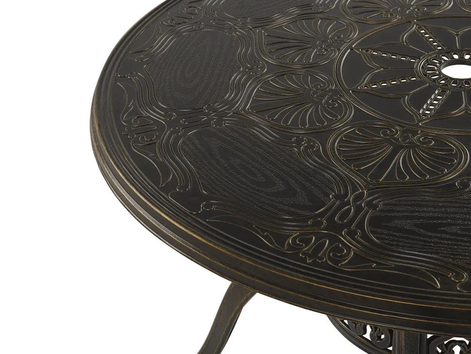 Conjunto De Refeicao De Jardim 4 Lugares Em Metal Castanho E Guarda-Sol Sapri