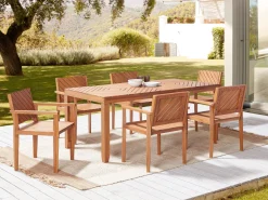 Conjunto De Refeicoes 6 Lugares Em Madeira De Acacia Clara Baratti